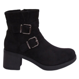 Černé kozačky na širokém podpatku TX-1815 Black černý