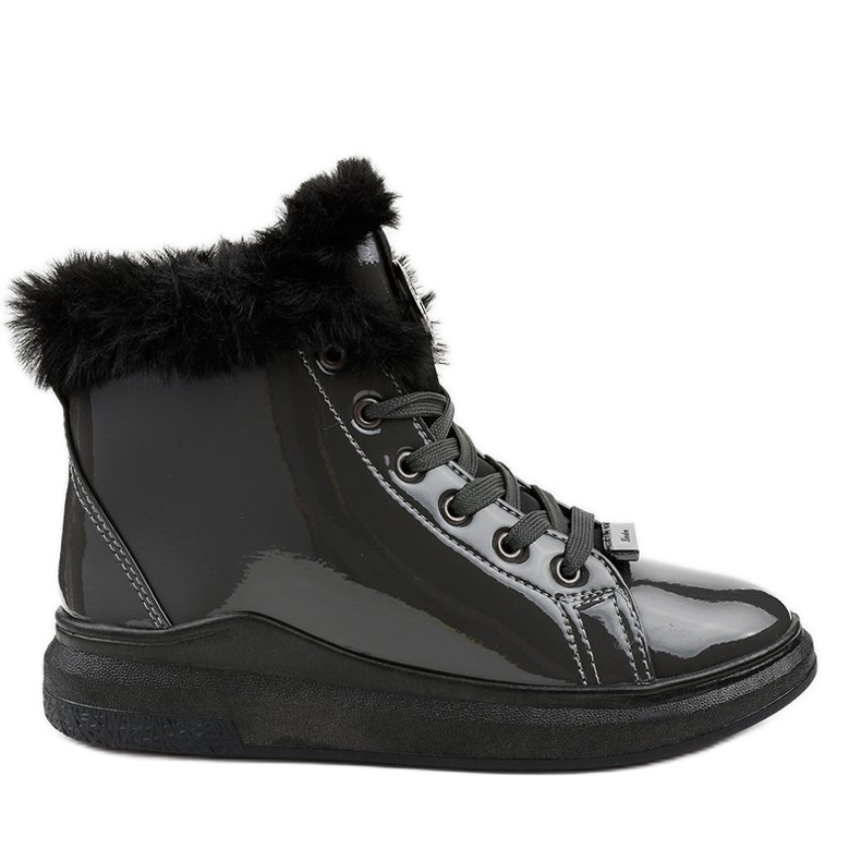 Lakované teplé šedé tenisky TL135-7 šedá