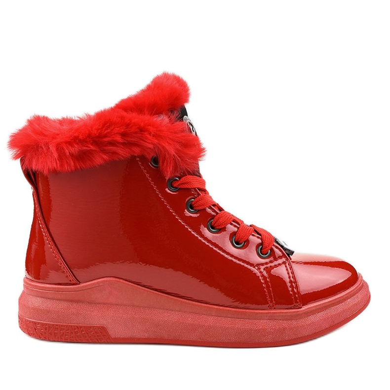 Lakované teplé červené tenisky TL135-10