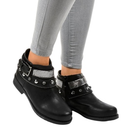 Černé kozačky zdobené zipem LL178 černý