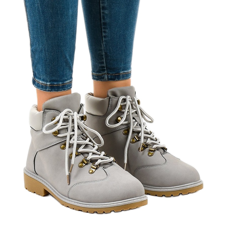 Šedé turistické boty bez izolace XDS1702 šedá