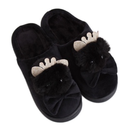 Černé dámské černé pantofle DD112 Black černý