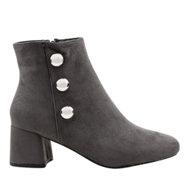 Šedé semišové boty na sloupku L068 šedá Šedé semišové boty na sloupku L068 šedá