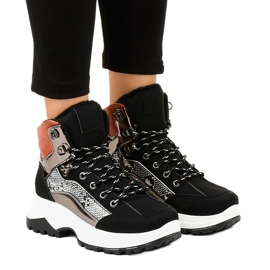 Černé dámské zateplené tenisky F-19208-1 černá vícebarevný Černé dámské zateplené tenisky F-19208-1 černá vícebarevný