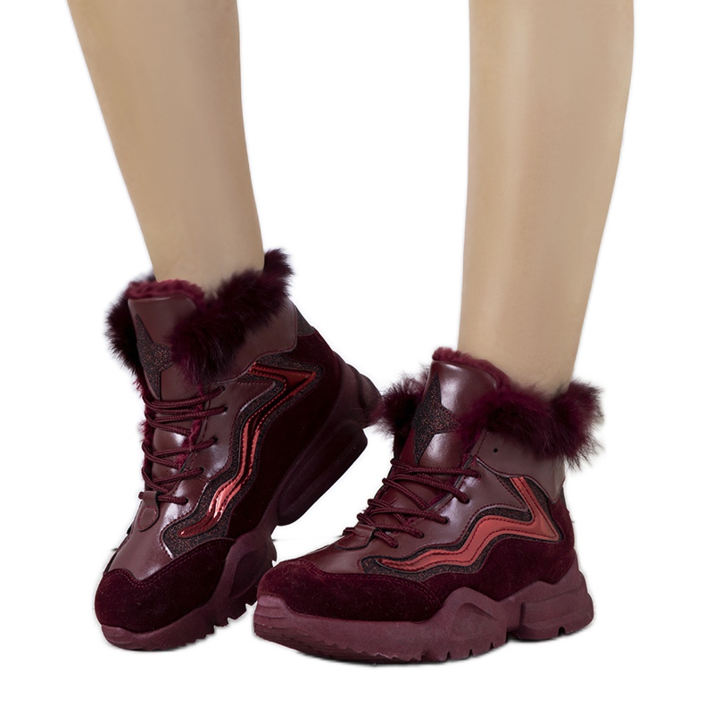 Teplé vínové tenisky LS-2062 červené