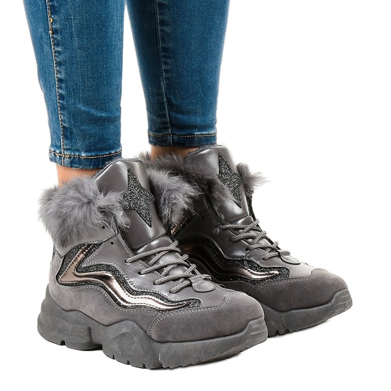 Teplé šedé tenisky LS-2062 šedá