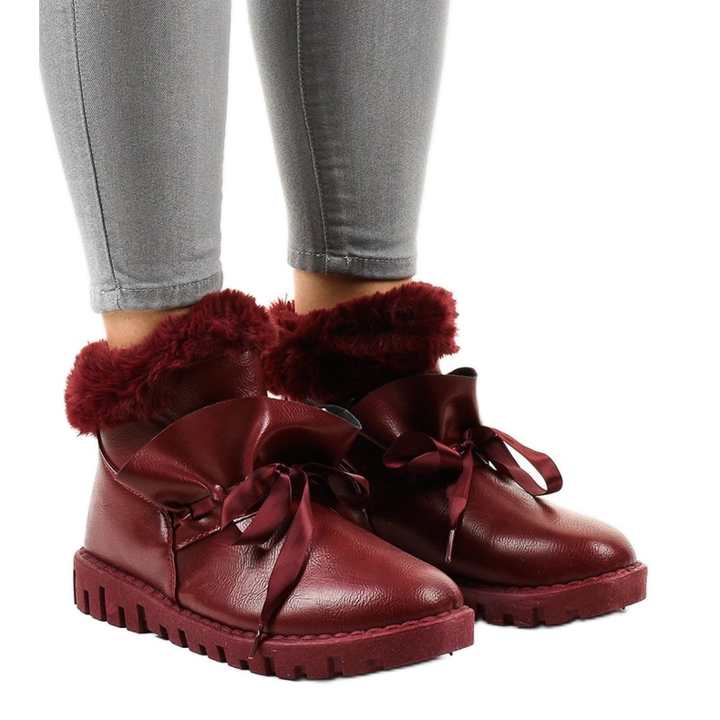 Teplé vínové tenisky na zip 428-6 červené