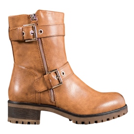 SHELOVET Pracovníci s ozdobným zipem hnědý