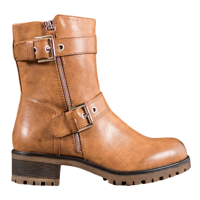 SHELOVET Pracovníci s ozdobným zipem hnědý