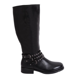 Černé jezdecké boty s cvočky Y208 Black černý
