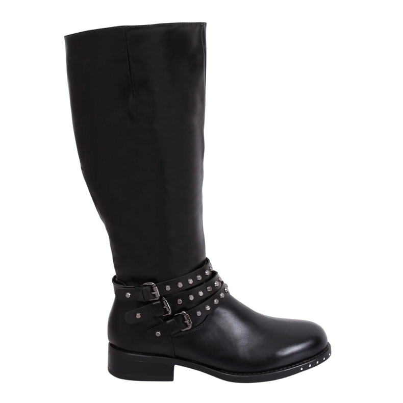 Černé jezdecké boty s cvočky Y208 Black černá