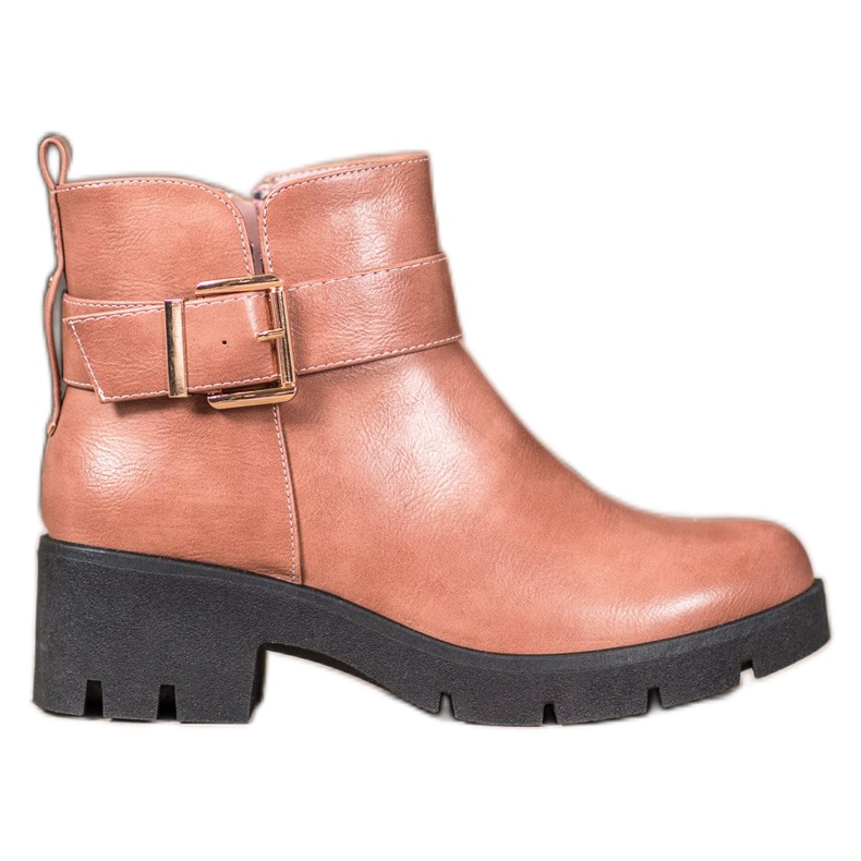 Super Me Boty na platformě se sponou růžový