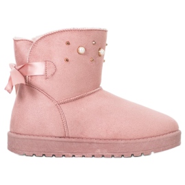 SHELOVET Mukluki s korálky růžový