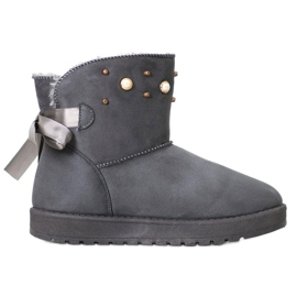 SHELOVET Mukluki s korálky šedá