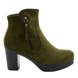 Zelené semišové vysoké podpatky 8B882 zelený
