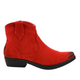 Červené ploché kozačky pro ženy kovbojské boty K860