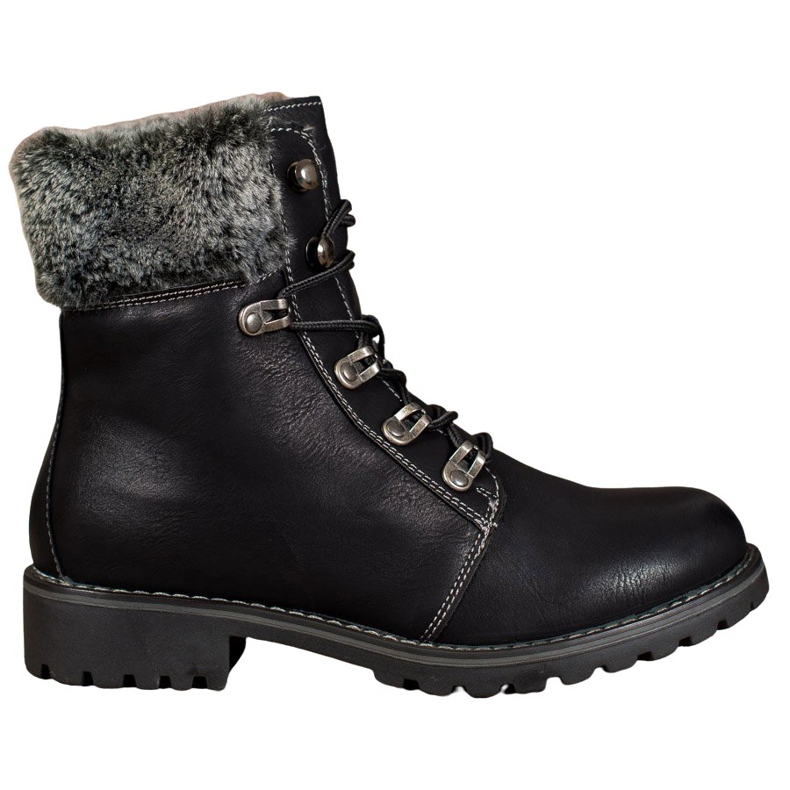 SHELOVET Svázané lovci s kožešinou černá SHELOVET Svázané lovci s kožešinou černá