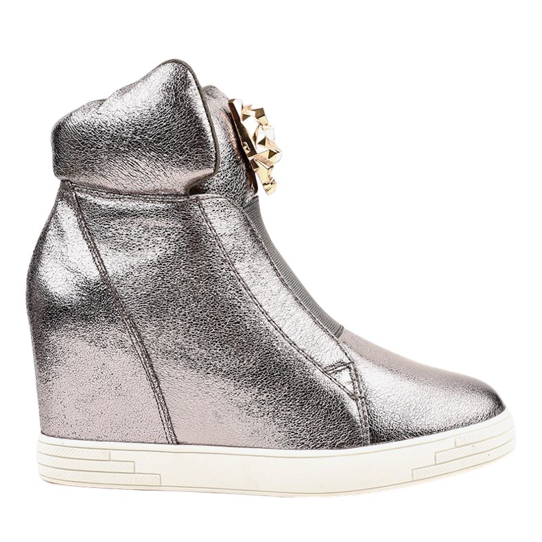 Stříbrné tenisky na klínové patě jaguar KLS-105-4 šedá