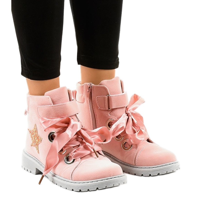 BM Růžové turistické boty s hvězdou TL51-4 růžový