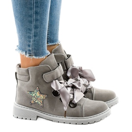 Šedé turistické boty s hvězdou TL51-3 šedá