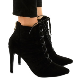 Černé semišové jehlové boty JA79 černá