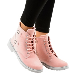 Růžové semišové ploché boty TL93-4 růžový