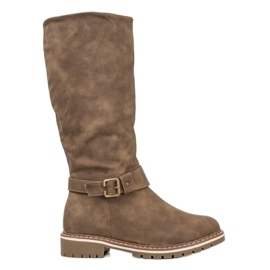 Super Me Boty S Ovčí Kůže hnědý Super Me Boty S Ovčí Kůže hnědý