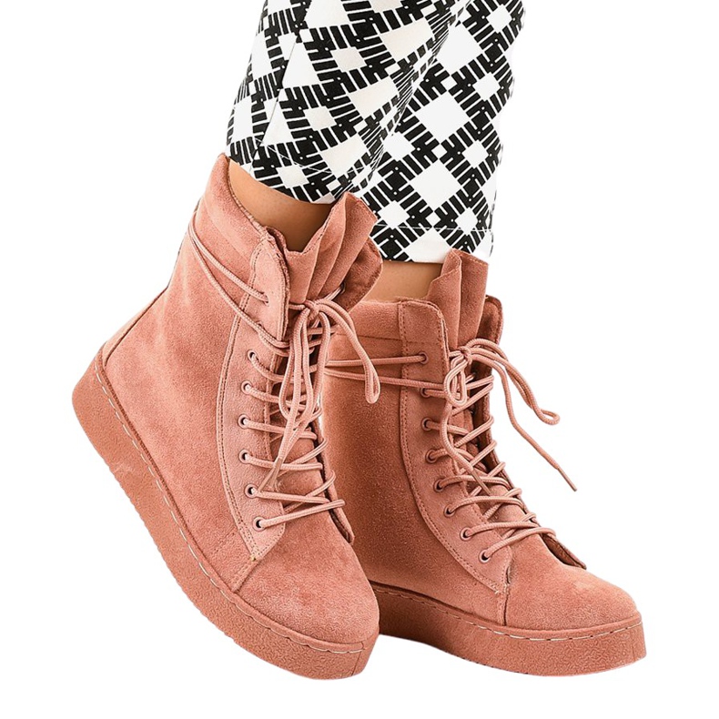 Růžové semišové ploché boty 7-3727B růžový Růžové semišové ploché boty 7-3727B růžový