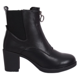 Boty na pohodlném podpatku černé SG-363 Black černý