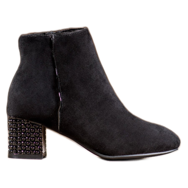 SHELOVET Boty s ozdobnou patou černá