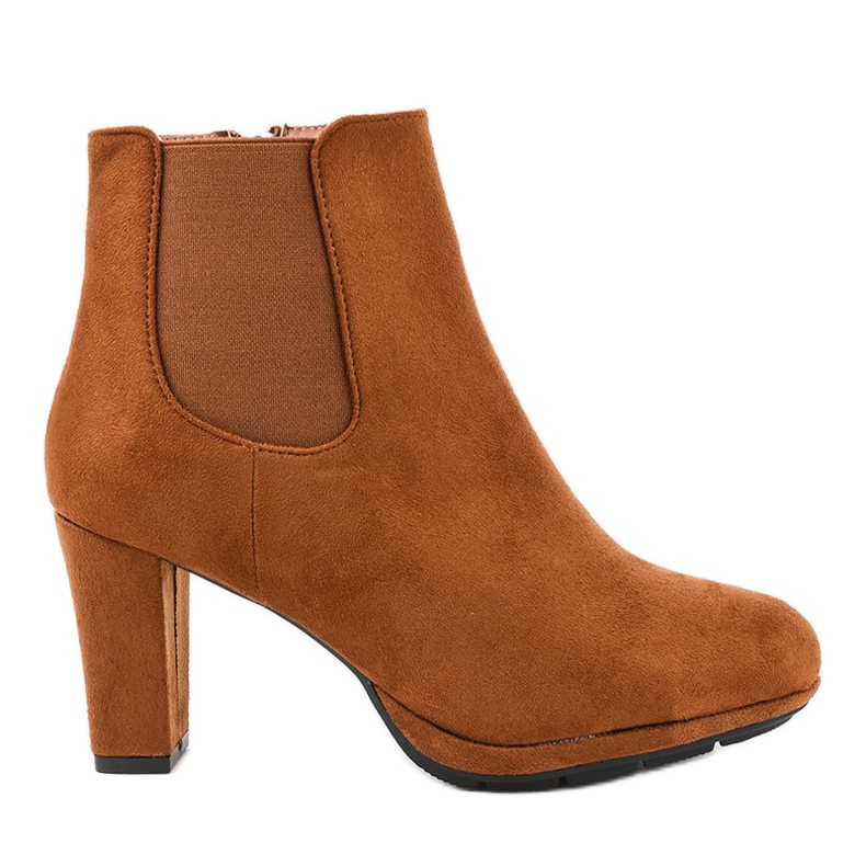 Hnědé kotníkové boty na sloupku F156-2 hnědý