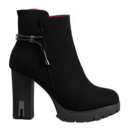 SHELOVET Textilní botičky na platformě černý