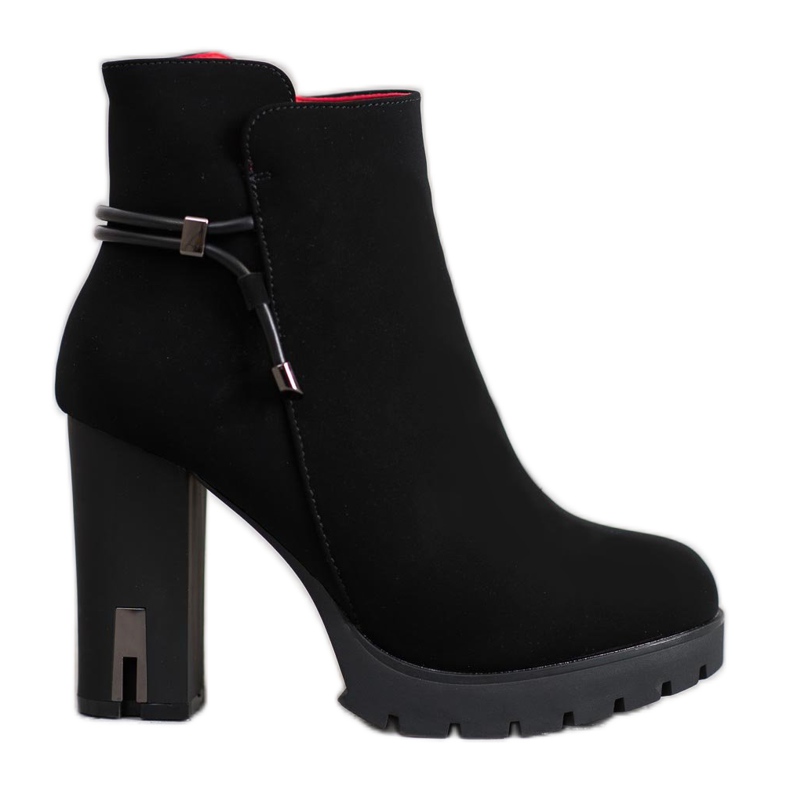 SHELOVET Textilní botičky na platformě černá