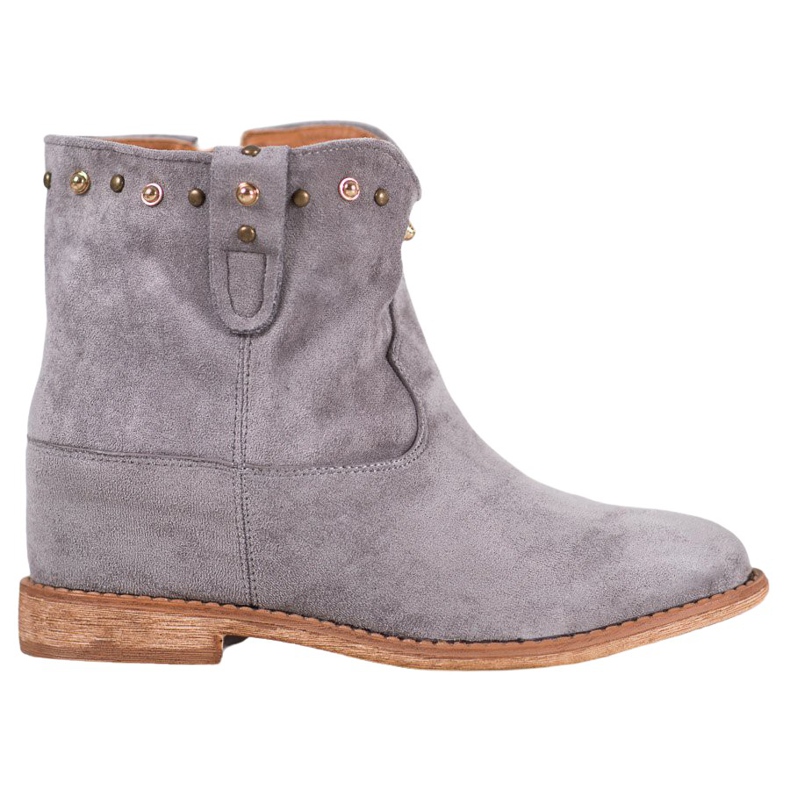 Bella Paris Semišové kovbojské boty s tryskami šedá Bella Paris Semišové kovbojské boty s tryskami šedá