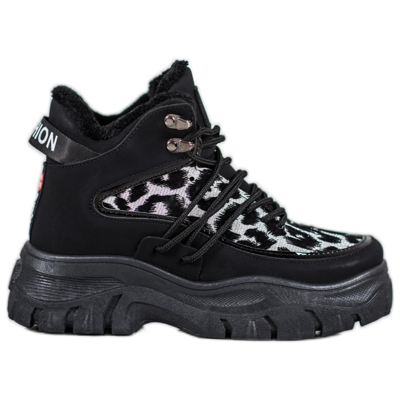 SHELOVET Tenisky s leopardím potiskem černá