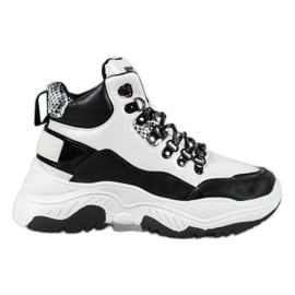 Bella Paris Módní šněrovací tenisky bílý černý