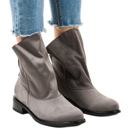 Šedé ploché zateplené boty 6672-7 šedá