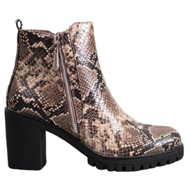 Seastar Boty na platformě Snake Print hnědý vícebarevný