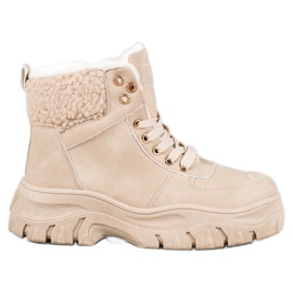 GOLL Teplé tenisky s ovčí kůží hnědý