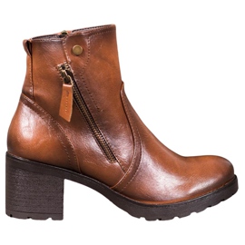 SHELOVET Boty se zipem hnědý