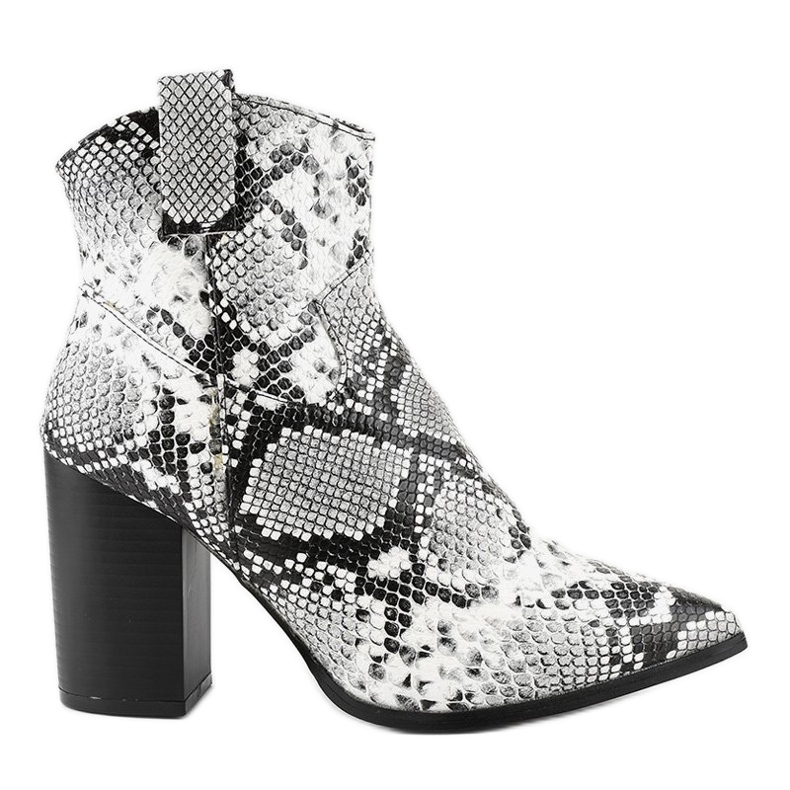 Černé kotníkové boty na hadím sloupku YL20-1 bílý černá šedá