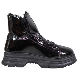 Bella Paris Lakované tenisky z eko kůže černý