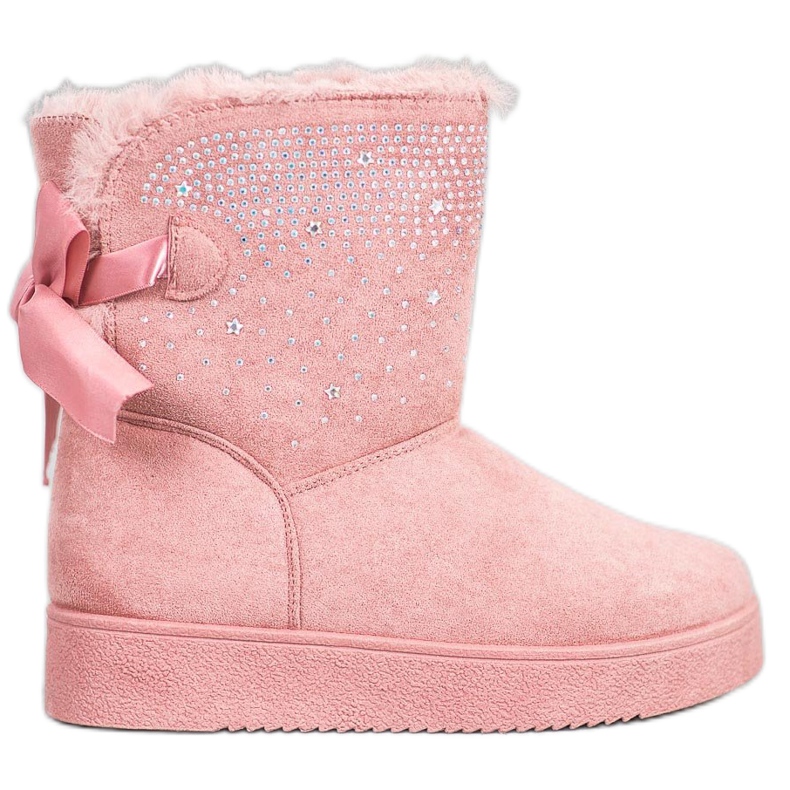 SHELOVET Mukluki s krystaly růžový