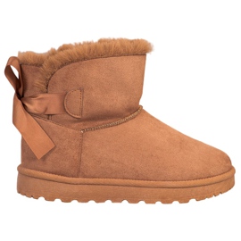 SHELOVET Teplý Mukluki S Mašlí hnědý