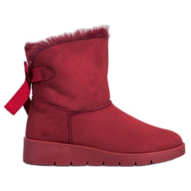 SHELOVET Maroon Mukluki Na Platformě červený