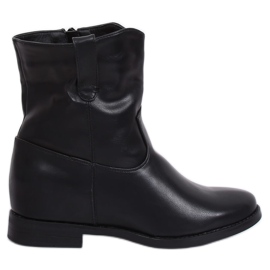 Boty s černým zrnem na skrytém klínu G-7607 Black žluť