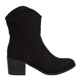 Kovbojské černé semišové boty 5689 Black černý