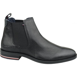 Tommy Hilfiger Kožené chelsea boty M FM0FM02421 990 černý