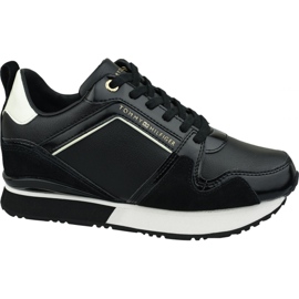 Tommy Hilfiger kožené klínové tenisky W FW0FW04420 990 černý