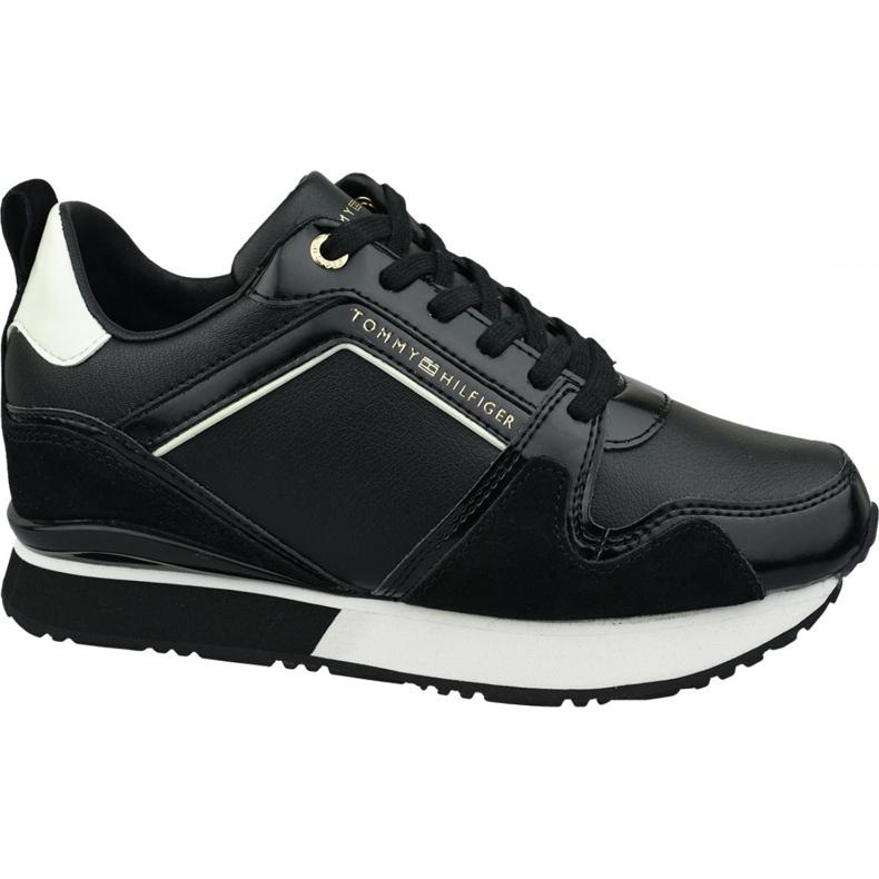Tommy Hilfiger kožené klínové tenisky W FW0FW04420 990 černá